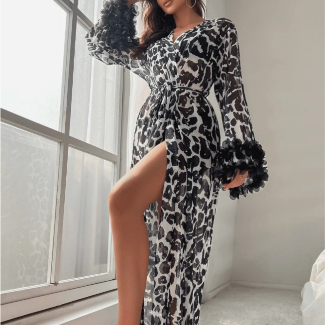 Wholesale Women Leopard Print  - Kimono Sheer Floral 评论和价格