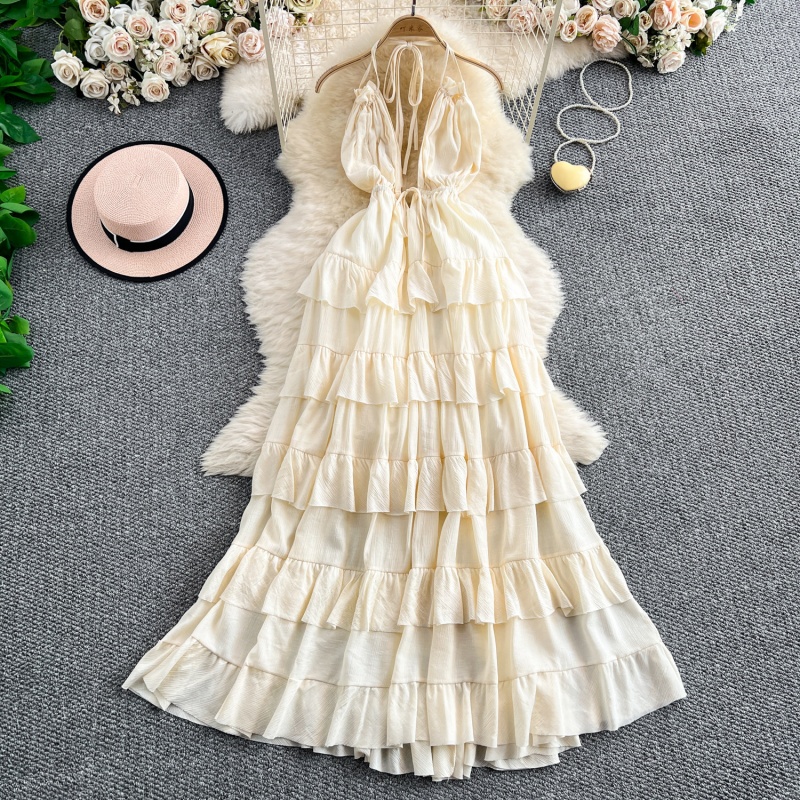 Fashion Sleeveless Ruffles Bal - Maxi Dress Halter 评论和价格
