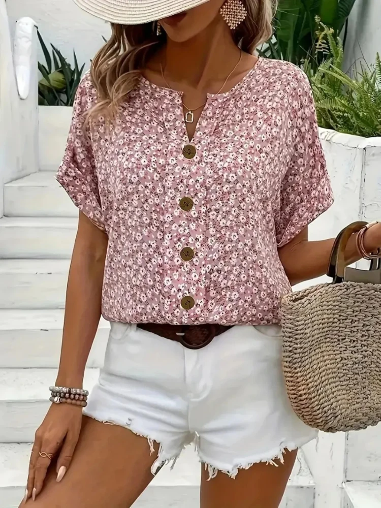 Plus Size Women's Shirts 2025  - Romper Floral Print 评论和价格