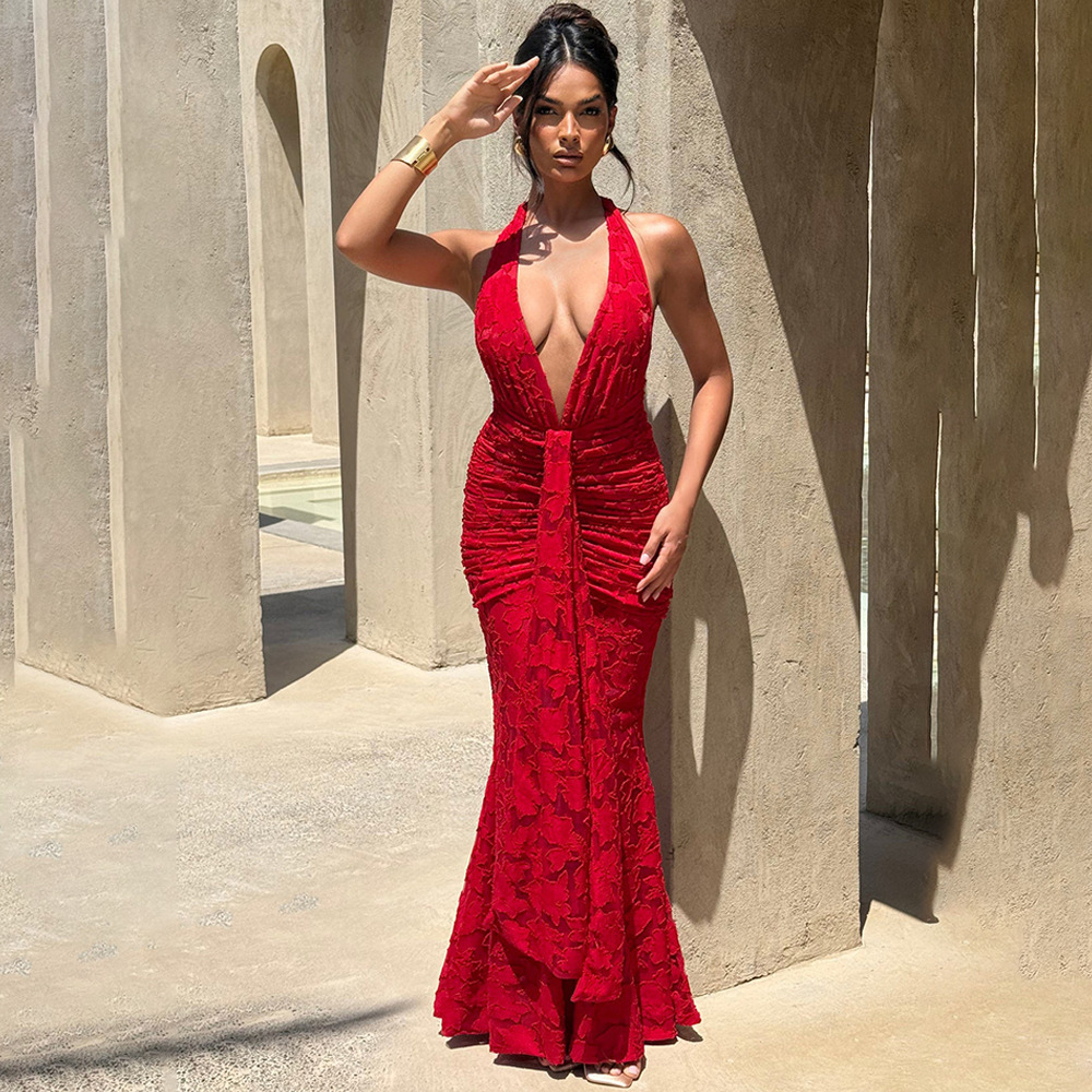 Sexy Deep V Backless Wrap arou - Linen Dress Wrap 评论和价格